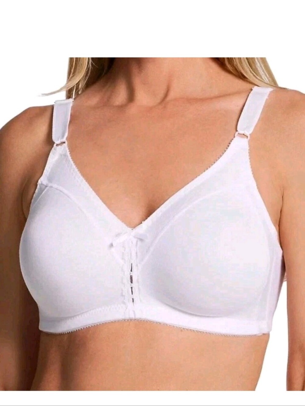 Bali Double Support Cotton Blend Wireless Bra 36DD White #DF3036 Full Coverage
